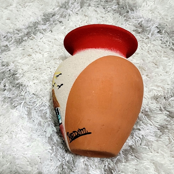 Vintage Hand-Painted Terracotta Clay Pot Vase - Picture 5 of 9